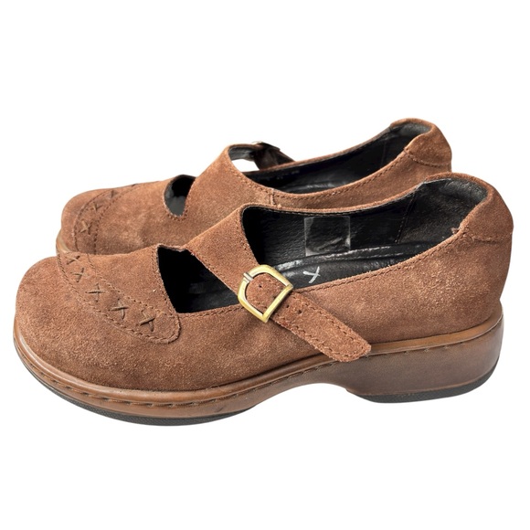 Dansko Fran Brown Suede Leather Mary Jane Buckle Clog Shoe Size 36 US  5.5 /  6 - Picture 1 of 12